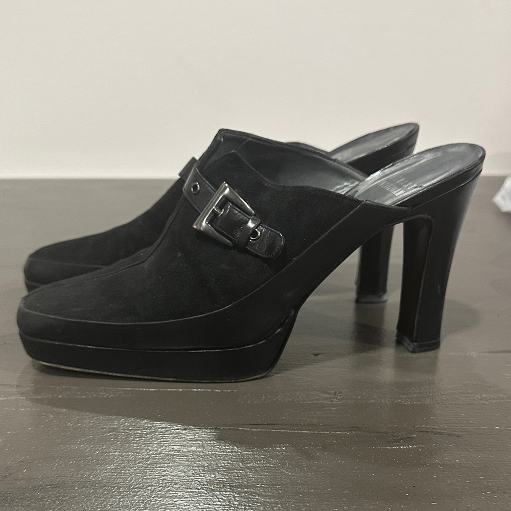 Stuart Weitzman Black Suede Ladies Mules - Picture 2 of 5